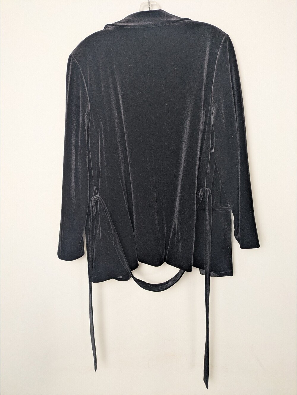 Women's Vintage Black Velvet Open-Front Belted Blazer Jacket Size 20 - Picture 3 of 7